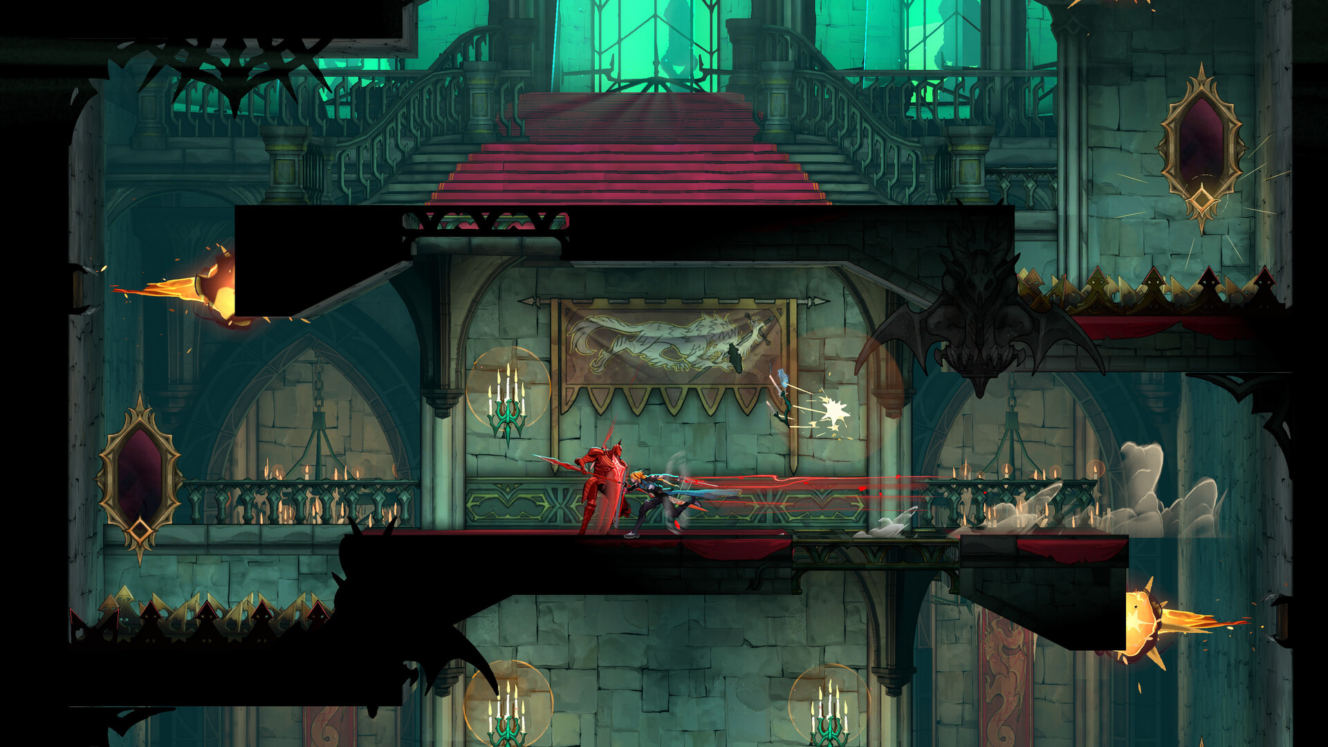 The red armored enemy with a large shield near the center.
